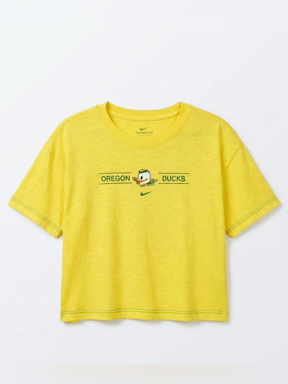 NIKE Oregon Ducks Yellow Boxy Crop Graphic T-Shirt College Tee XL